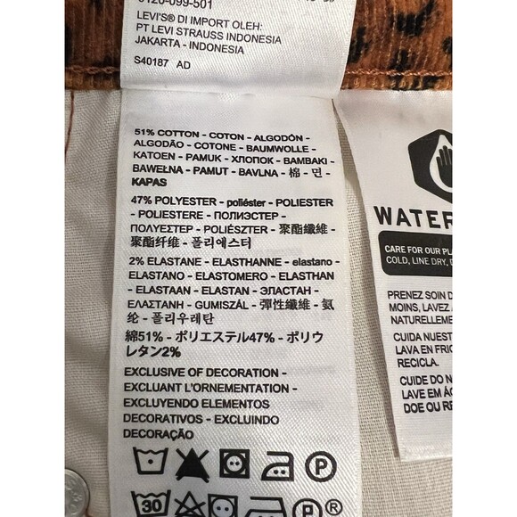 LEVI'S Wedgie Straight Corduroy Pants Cheetah Leopard Animal Print High Waist 32 - Picture 7 of 8